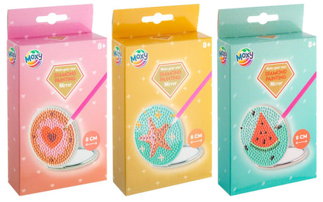 Moxy diamond paintinging spiegel ø8cm 3 assorti