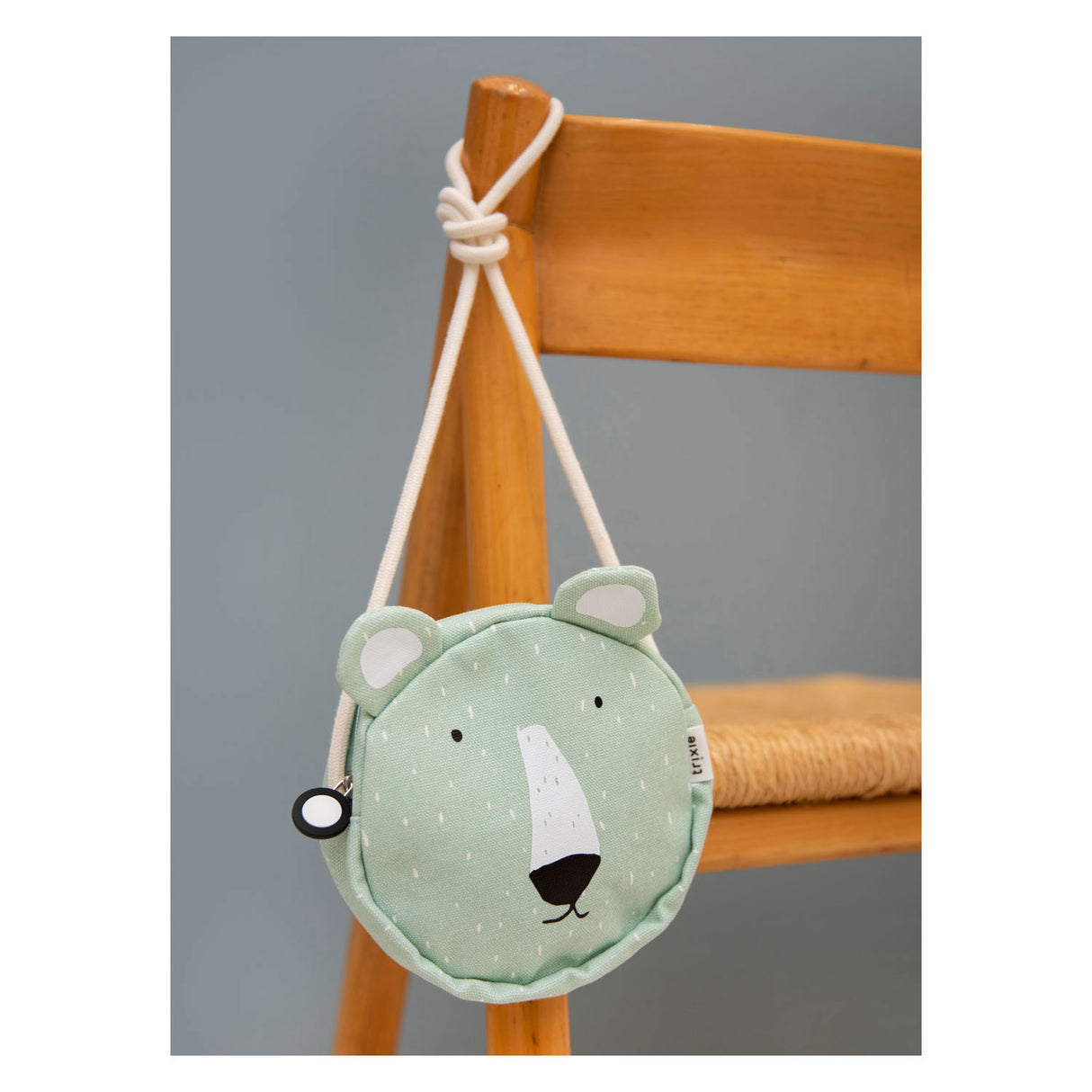 Trixie shoulder bag around Mr. Bear