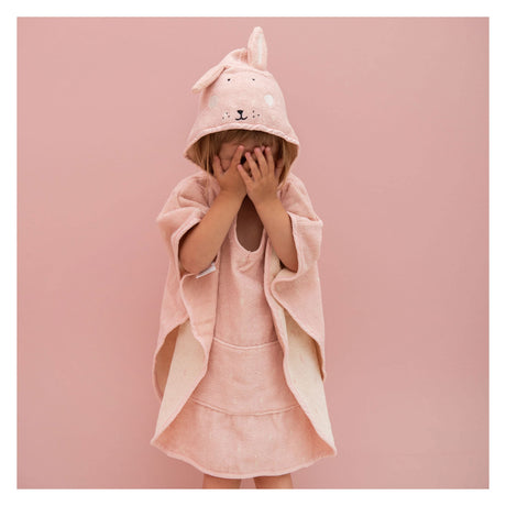 Trixie Poncho - mrs. Kaninchen – 100 % Bio-Baumwolle – Kinder-Badeumhang mit Kapuze – mit schönen Details