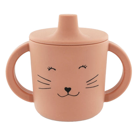 Trixie Trinkbecher - mrs. Katze – Trinkbecher für Baby – Anti-Klecks-Becher – für Babys ab 4 Monaten – aus Silikon – spülmaschinenfest