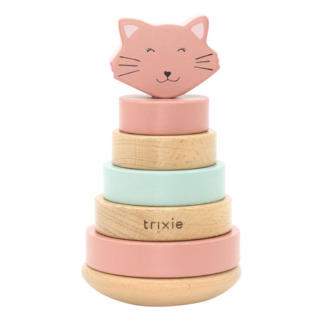 Trixie Stapelturm aus Holz - mrs. Katze – Stapelspielzeug aus Holz – Lernspielzeug – für Jungen und Mädchen – Katze