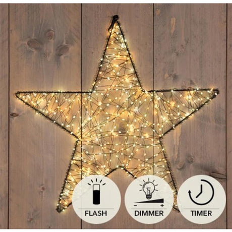 Anna's collection ster metaal 500led flash ip44 trafo met timer en dimmer 56cm warm wit classic warm