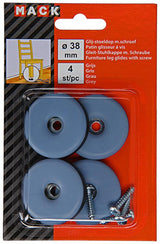 Mack 1047724 - glij-stoeldop met schroef grijs ø 38 mm 4 st pcs | 6 stuks