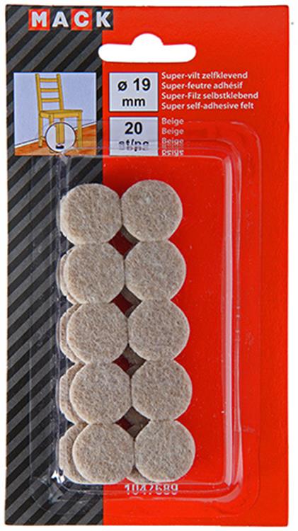 Mack 1047689 - super-vilt zelfklevend beige ø 19 mm 20 st pcs | 12 stuks