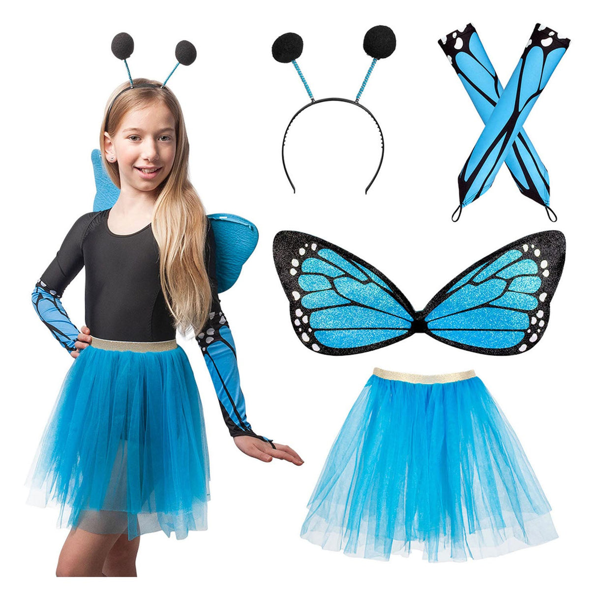 Boland Verkleidungsset Schmetterling blau
