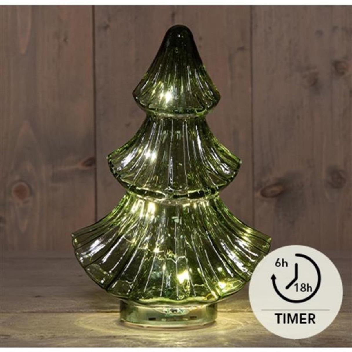 Anna's Collection LED-Weihnachtsbaum aus Glas, grün, H24 cm