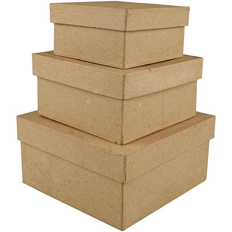 Creativ Company quadratische Pappmaché-Boxen, 3-tlg.