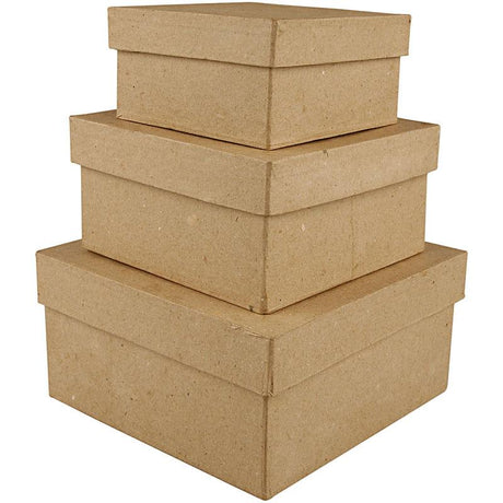 Creativ Company quadratische Pappmaché-Boxen, 3-tlg.