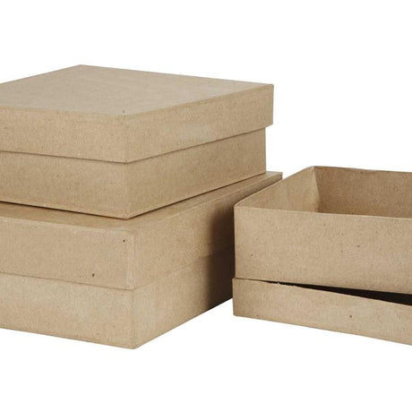 Quadratische Boxen der Firma Creativ, H: 5+6+7,5 cm, Maße 16+18+20 cm, 3 Stück 1 Set