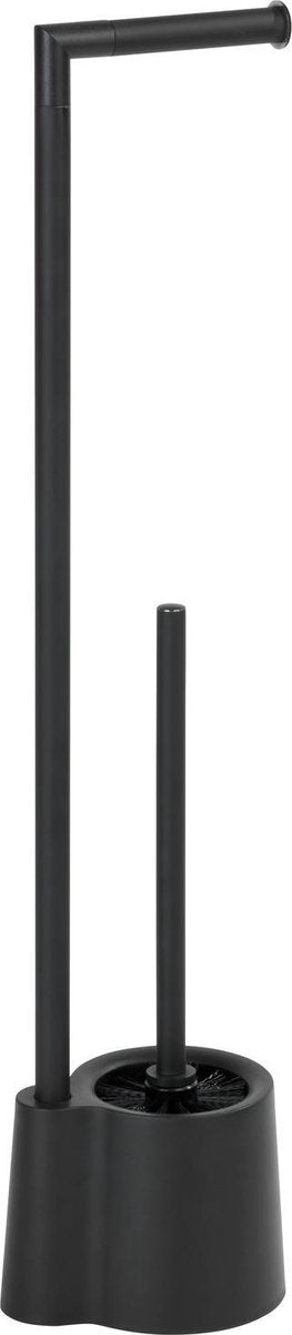 Wenko Toilettenbutler Avola Edelstahl schwarz – Toilettenpapierhalter, Toilettenbürste mit Halter freistehend