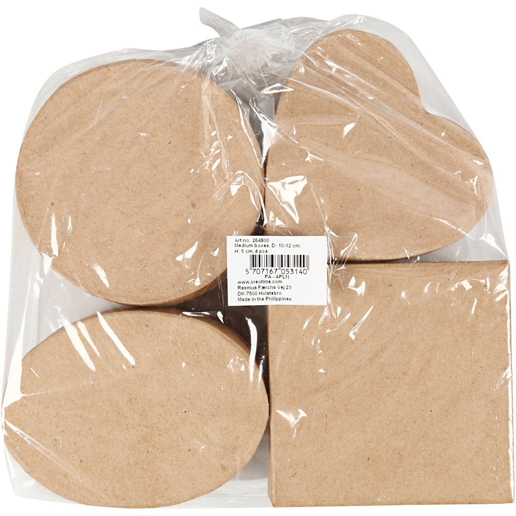 Creativ Company mittelgroße Boxen, H: 5 cm, T 10-12 cm, 4 Stück 1 Box