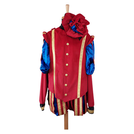 Haza witbaard pieten pak fluweel luxe rood blauw m
