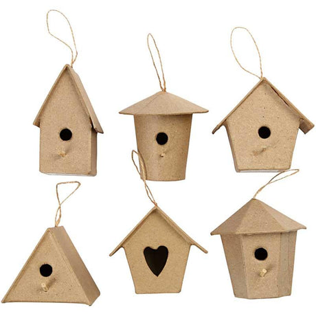 Creativ Company Mini-Vogelhäuschen, H: 7 cm, 6 Stück 1 Karton