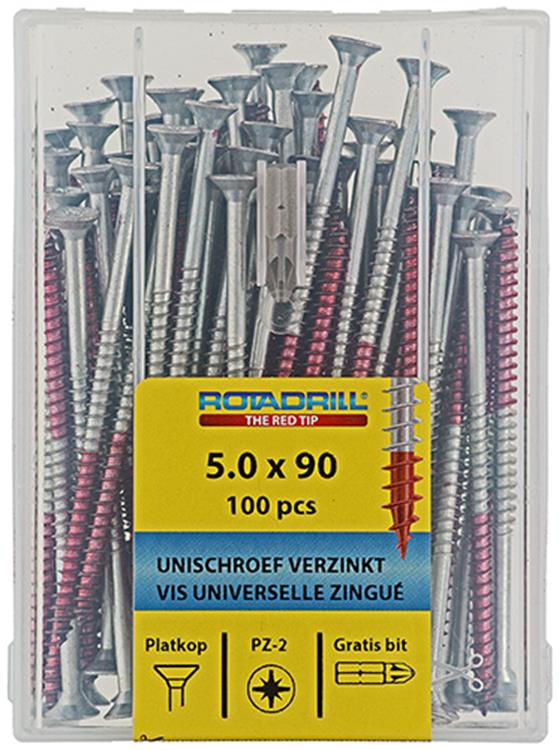 Rotadrill 1039984 - universeelschroef vkpzd vz 5.0x90mm (100) | 4 stuks