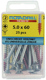 Rotadrill 1039810 - universeelschroef vk pzd vz 5.0x60mm (25) | 6 stuks