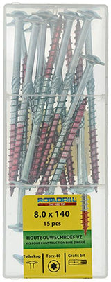 Rotadrill 1040017 - houtbouwschroef tellerkop vz tx 8.0x140mm(15) | 4 stuks