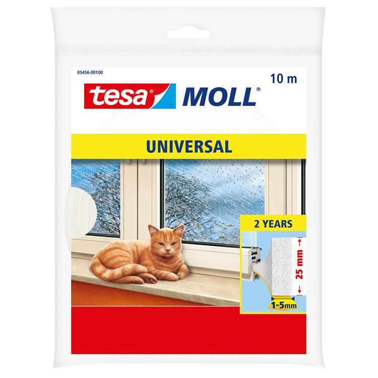 Tesa 1x zelfklevende tochtstrip - wit - 10 mtr x 25mm x 6mm