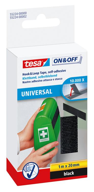 Quantore Klettband tesa on off selbstklebend schwarz