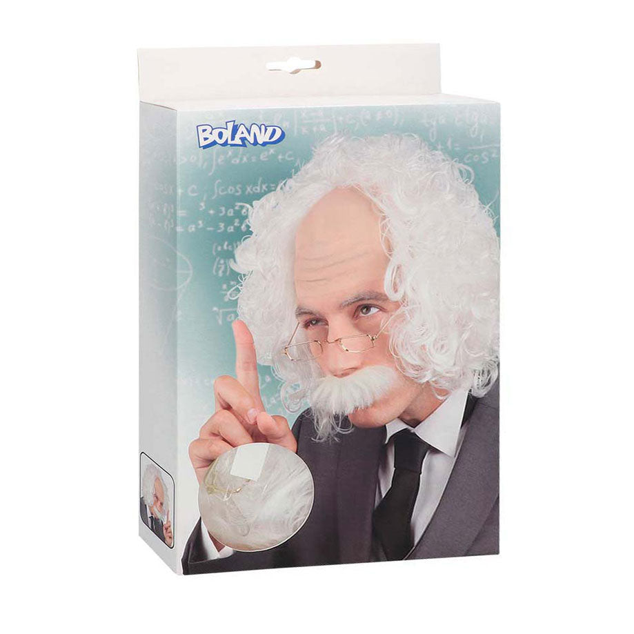 Boland Perücke Einstein mit Schnurrbart und Brille