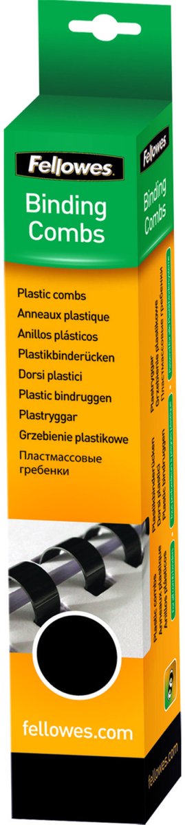 Fellowes Kunststoff-Binderücken rund 12 mm – schwarz (25 Stück)