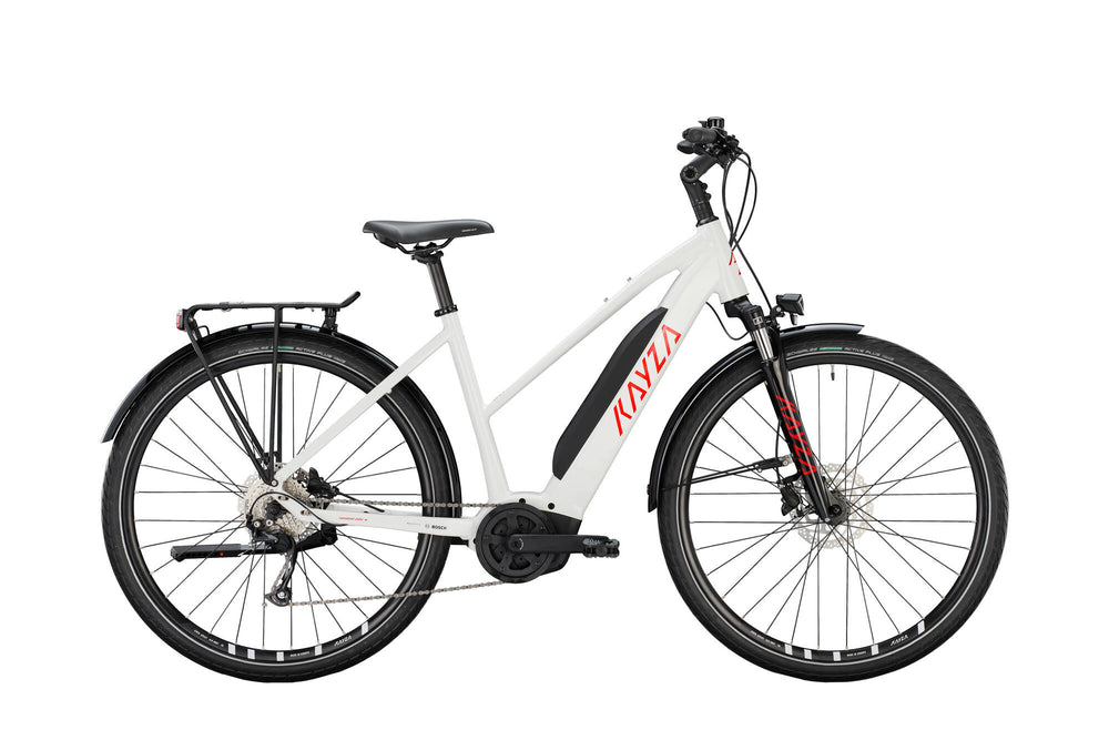 Kayza Elektro-Trekkingrad Tanana Dry 4 Mod. 22 E-Bike Tanana Dry 4 28 55 Pedal. 9sp weiß rot