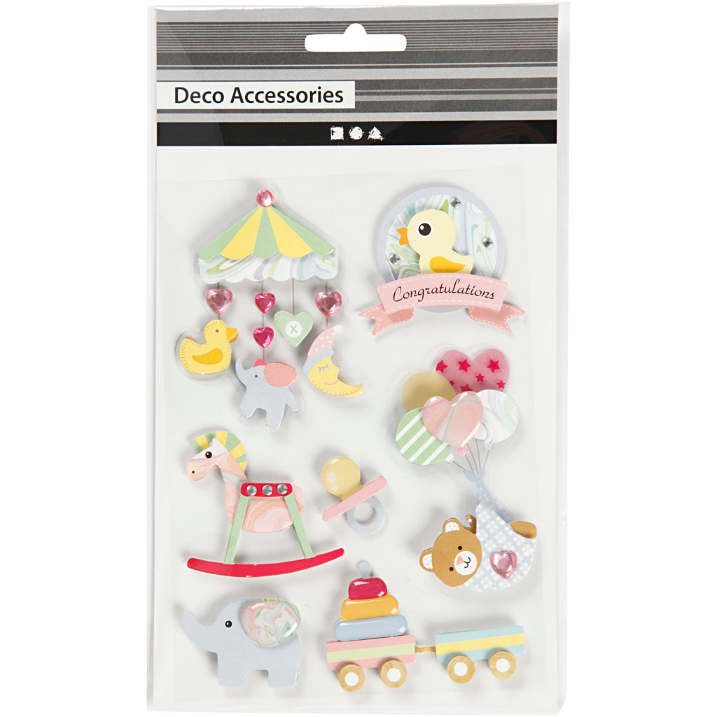 Creativ Company 3D-Sticker, Baby, H: 25-70 mm, B: 20-55 mm, Stärke 7 mm, 8 Stück 1 Box