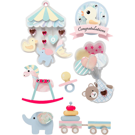 Creativ Company 3D-Sticker, Baby, H: 25-70 mm, B: 20-55 mm, Stärke 7 mm, 8 Stück 1 Box