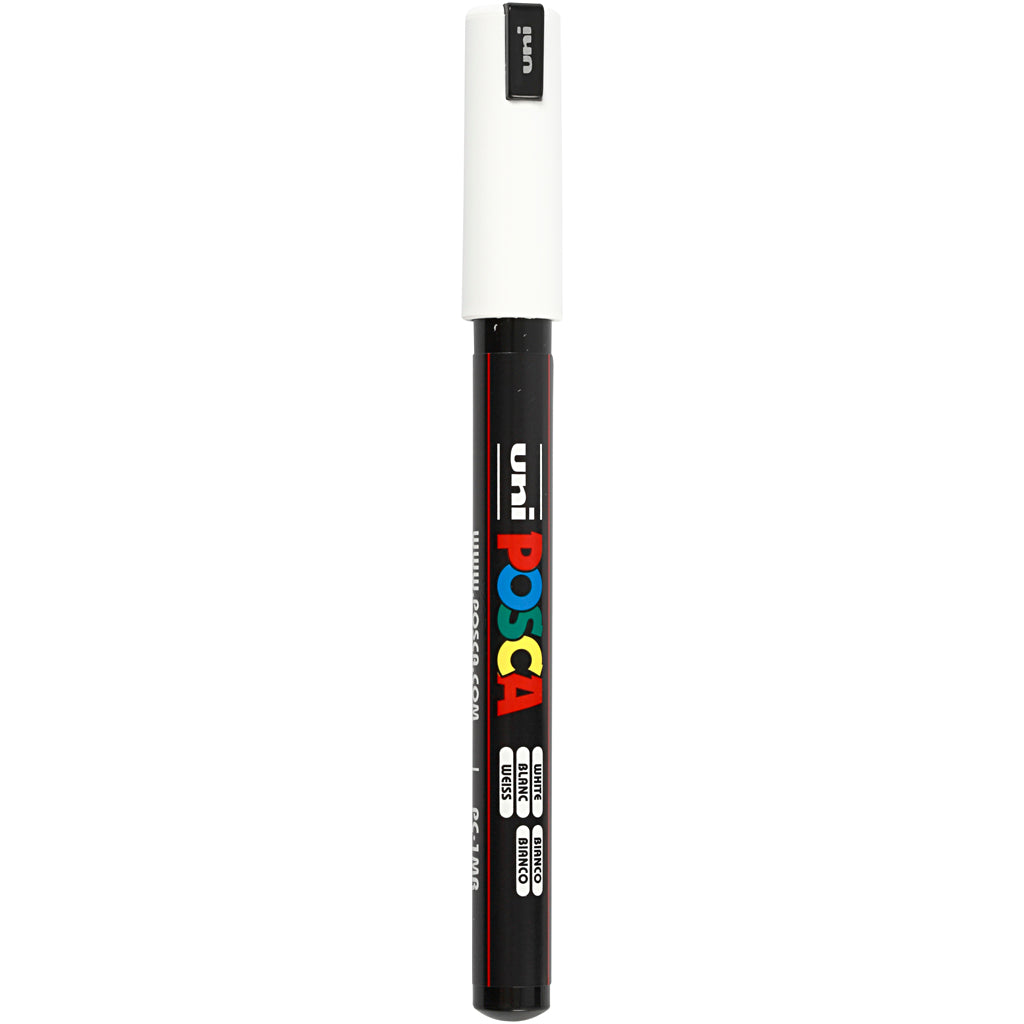Uni-Posca Posca-Marker, Größe PC-1MR, Strichstärke 0,7 mm, extrafein, weiß, 1 Stück