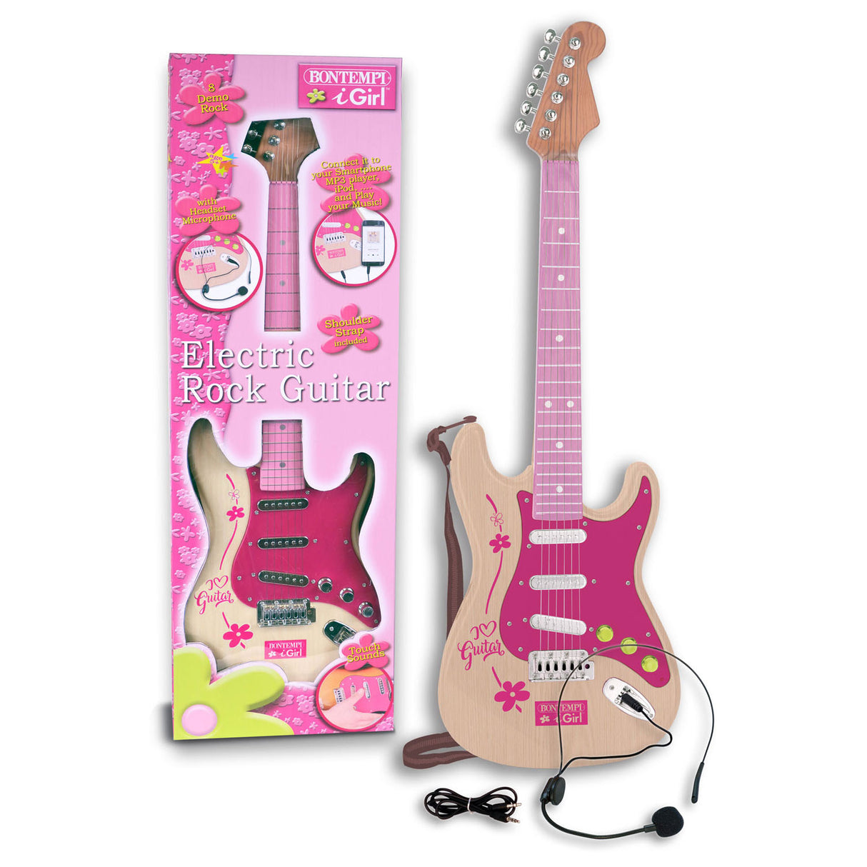 Bontempi de guitarra eléctrica rosa