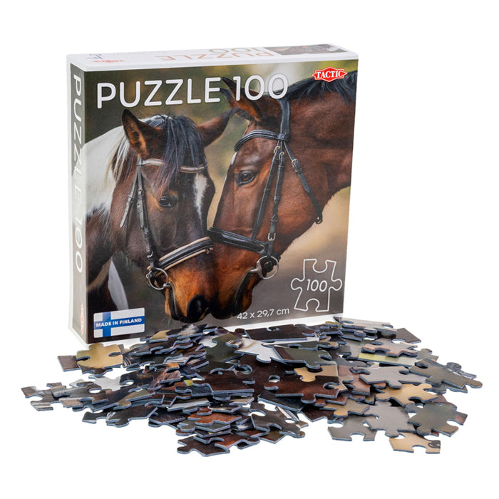 Taktik verliebte Pferde – Puzzle – 100 Teile – warmes Tierporträt von Pferden – schlankes und beruhigendes Design – hohe skandinavische Qualität