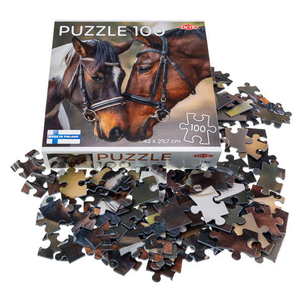 Taktik verliebte Pferde – Puzzle – 100 Teile – warmes Tierporträt von Pferden – schlankes und beruhigendes Design – hohe skandinavische Qualität