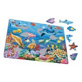 Larsen Korallenriff – Puzzle – Tiere – Ozean – Lernpuzzle für Kinder – 35 Teile – hergestellt in Norwegen – extra dicke 2,5 mm Teile – Tablett mit festem Rand
