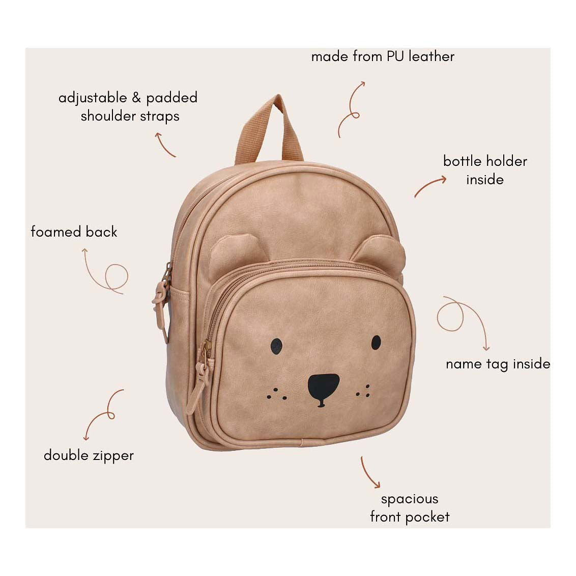 Kidzroom Rucksack Porto Beary aufgeregtes Leder