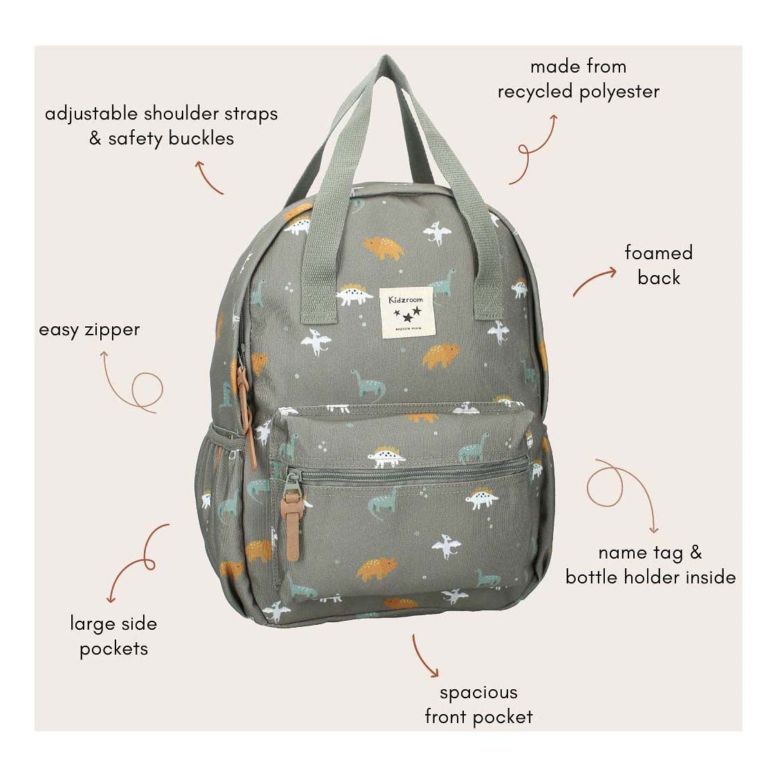 Kidzroom Rucksack Lille Small Talk Dino