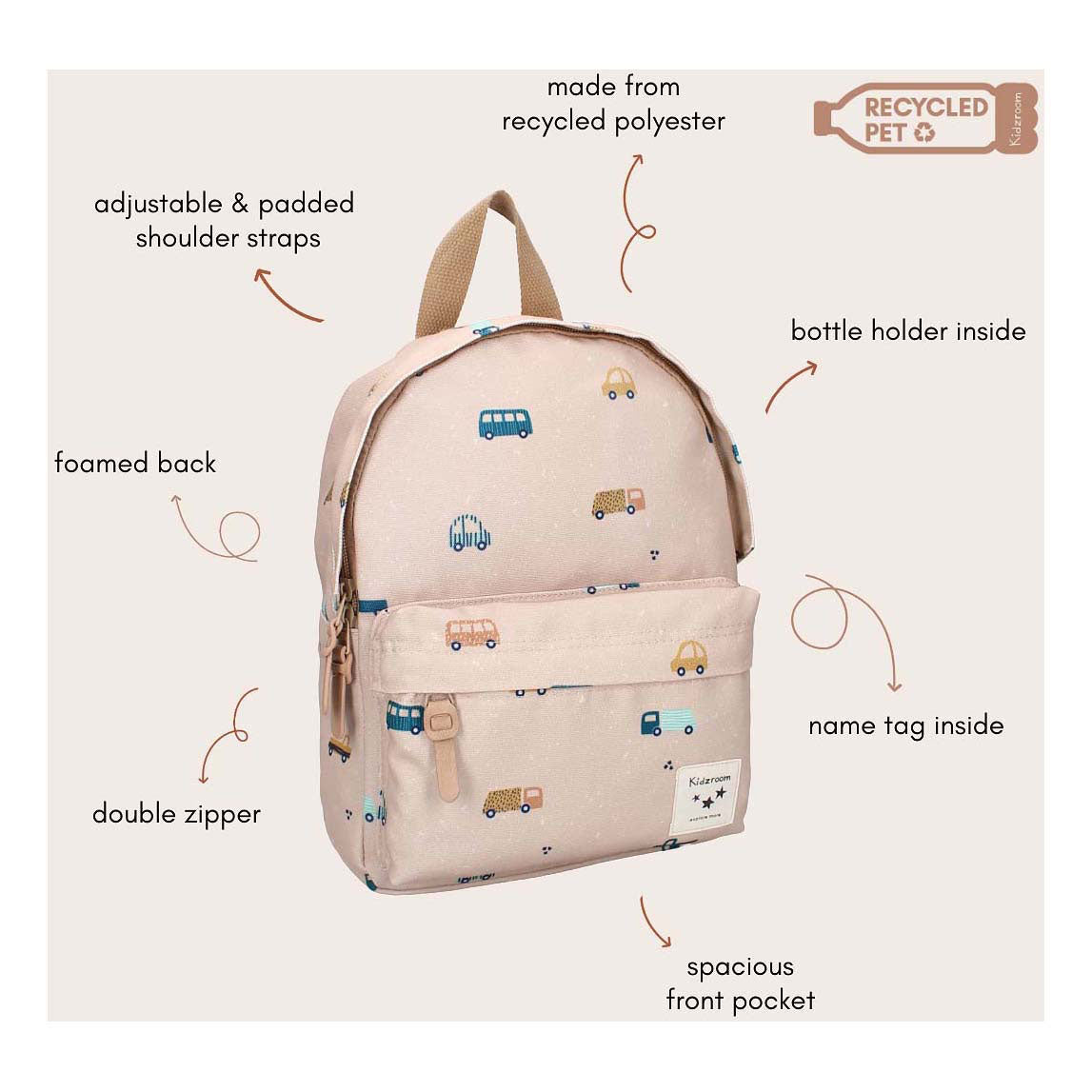 Kidzroom Rucksack Paris Sweet Cuddles Vehicles