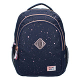 Milky Kiss Rucksack Divine Days dunkelblau mit rosa Punkten, 3 Fächer
