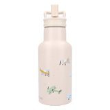 Kidzroom Small Talk – Schulbecher und Trinkflasche – 350 ml – Edelstahl – Flugzeug – Beige