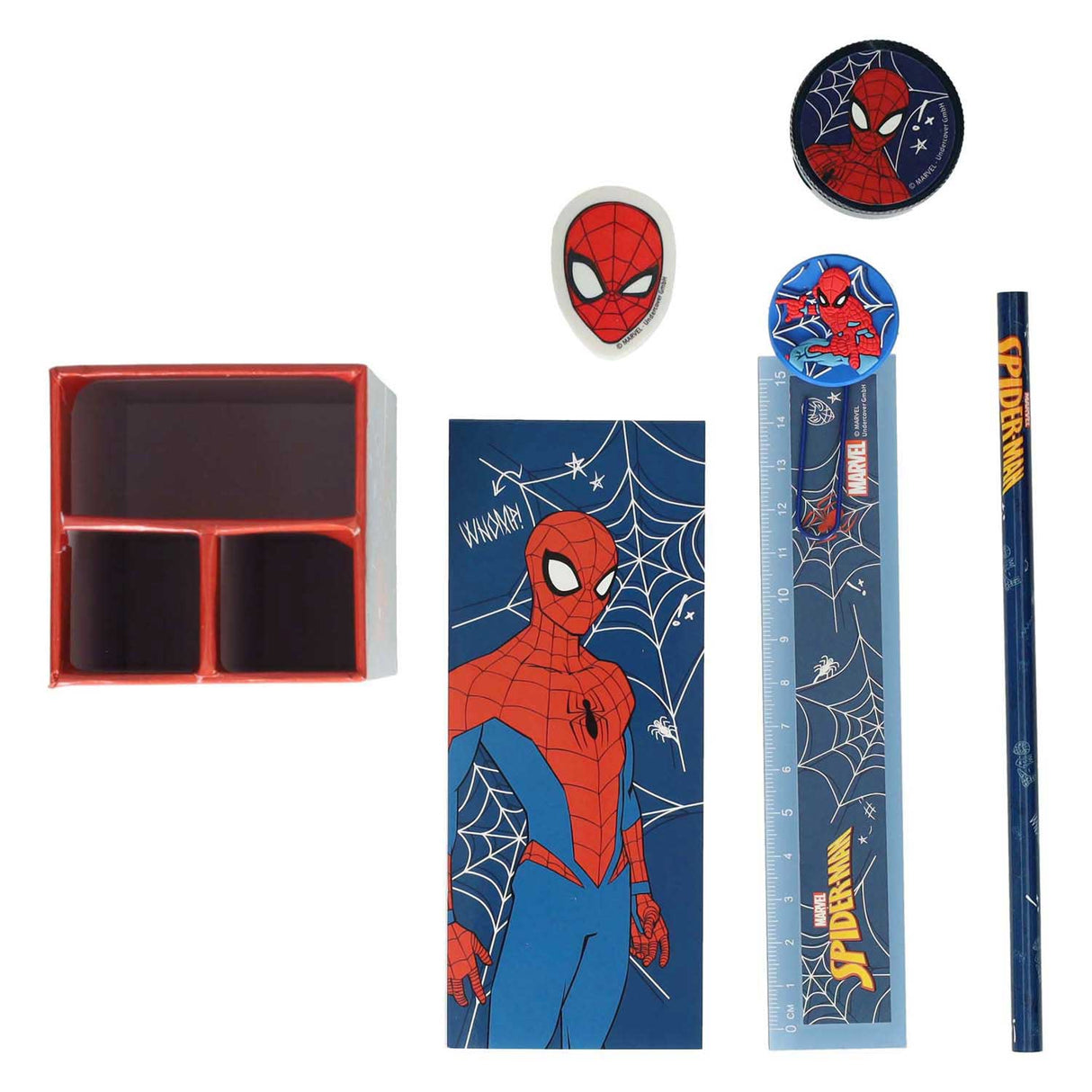 Undercover Spiderman Schreibtischset, 7-teilig.