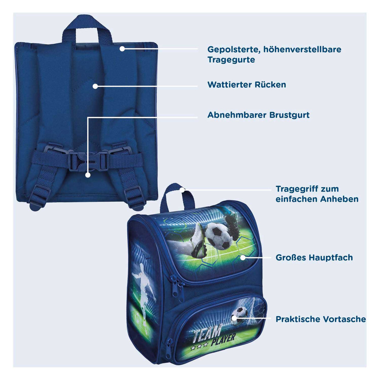 Undercover Rucksack blau – Fußball