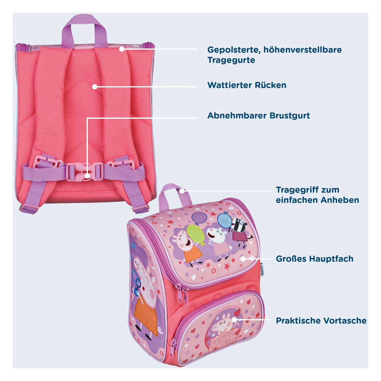 Undercover-Rucksack rosa – Peppa Pig
