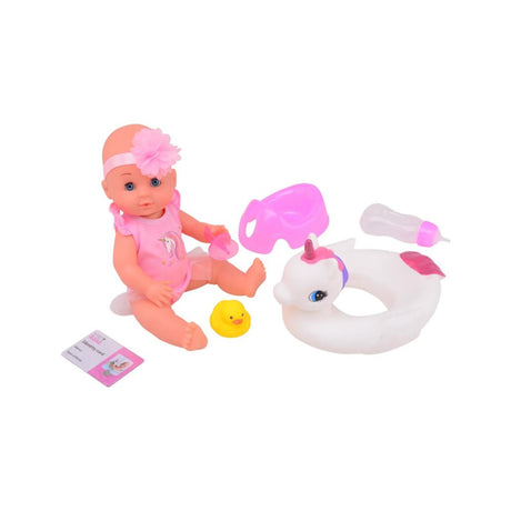 Johntoy John Toy Baby Rose Trink- und Pinkelpuppe 30 cm mit Tierschwimmband