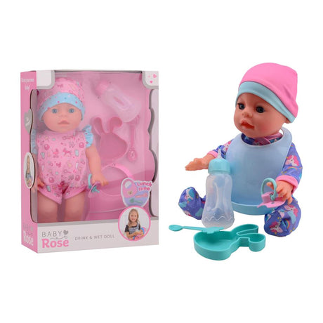 Johntoy John Toy Baby Rose Trink- und Pinkelpuppe 30 cm, 2-fach sortiert