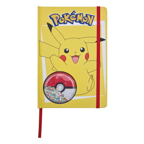 Laplumedoree Pokémon-Pikachu-Notizbuch mit Glitzer-Pokéball – Hardcover – 160 linierte Seiten