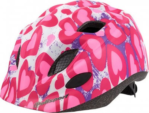 Polisport Kinderhelm Glitterhearts. Größe: s (52 56 cm), Farbe: Pink