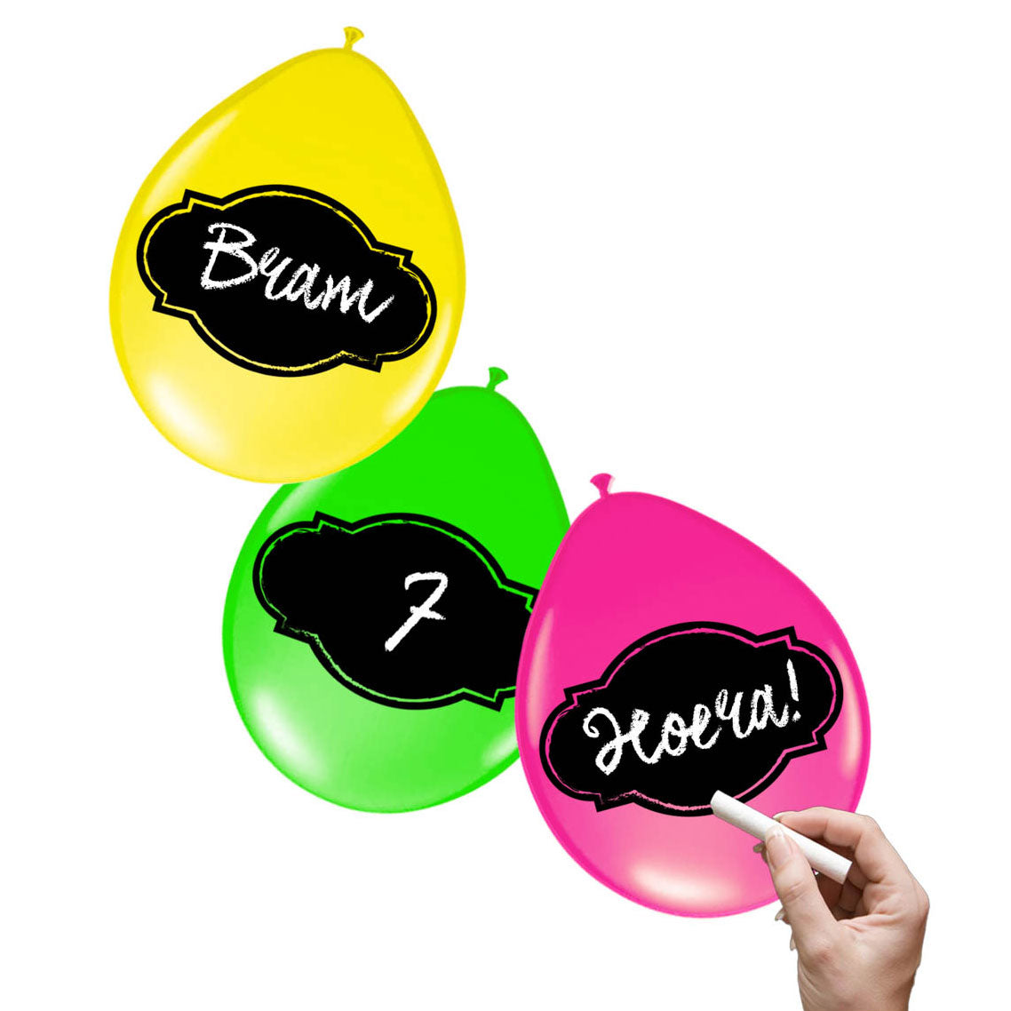 Folat bv beschreibbare Ballons Neon, 6 Stk.
