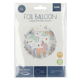 Foil Balloon Happy Birthday Unicorns 45cm.