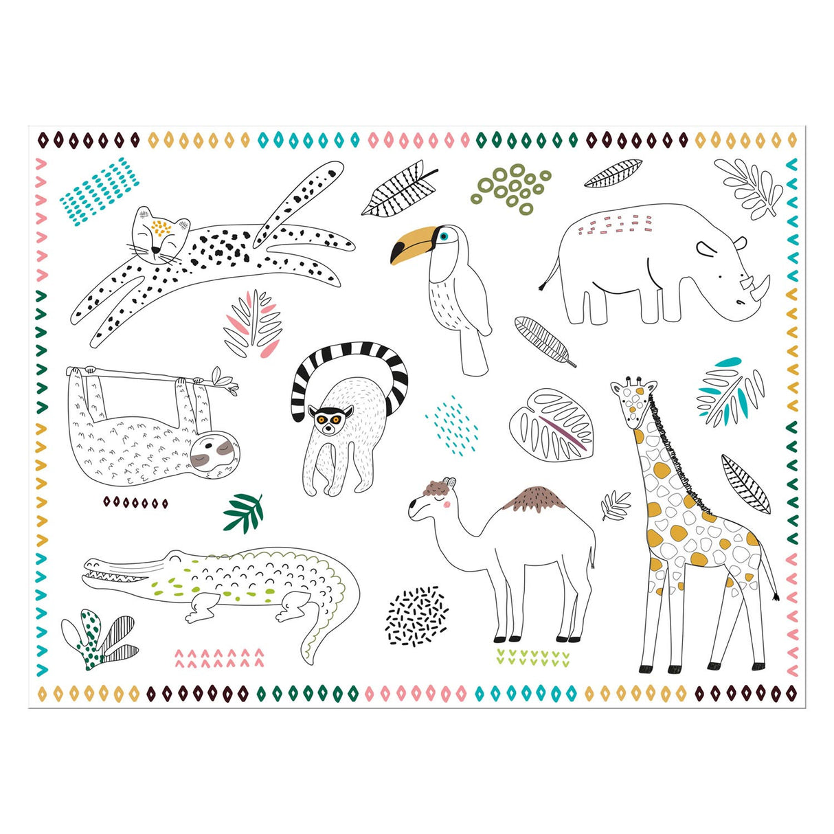 Folat BV Coloring Pillemats Wild Animals 6st.