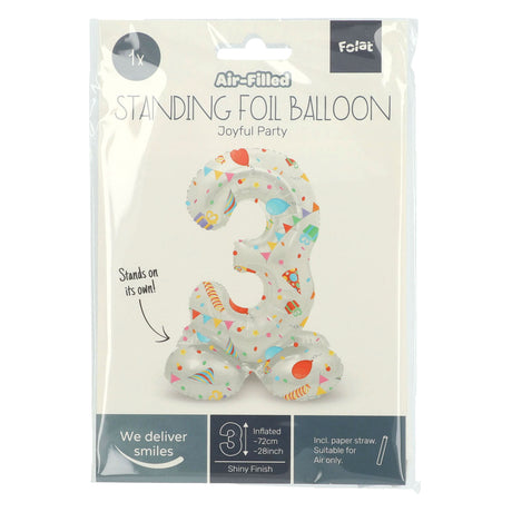 Folat BV Stehfolie Ballon Freude Party Nummer 3 -72 cm