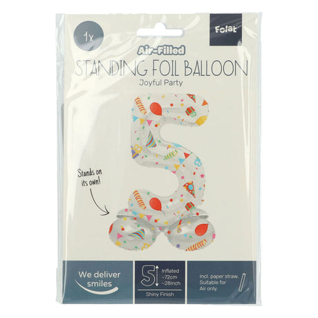 Folat BV Standfolienballon freudiger Party Nummer 5-72 cm