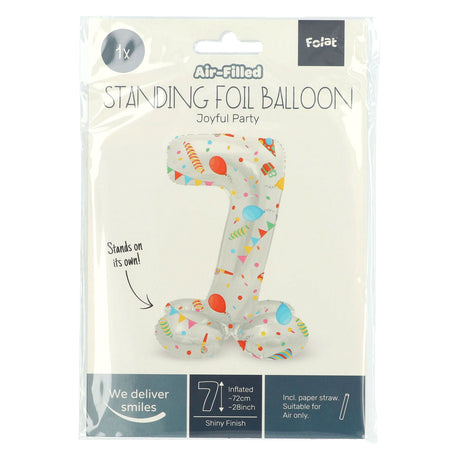 Folat BV Stehende Folienballon Freude Party Nummer 7 -72 cm